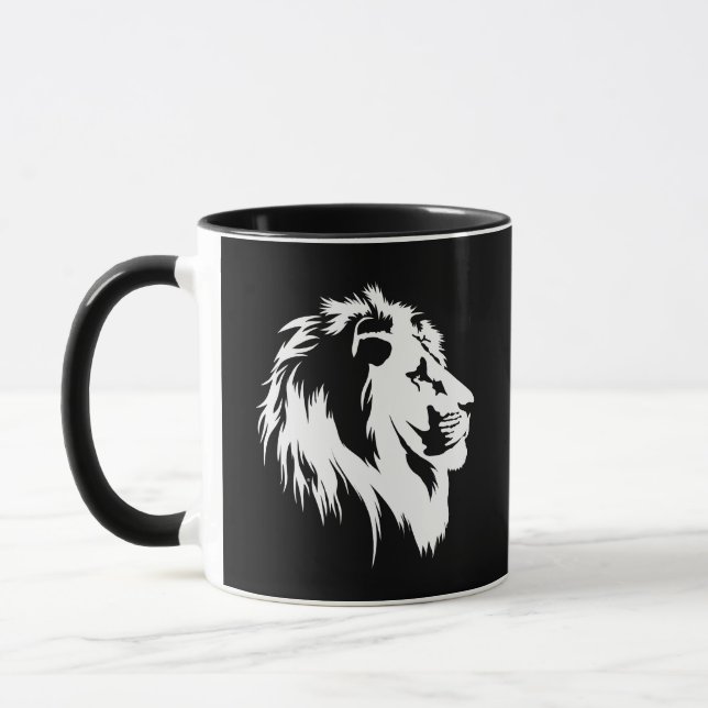 Taza Retrato de león (blanco) (Izquierda)