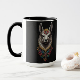 Taza Retrato De Llama Y Flor,