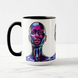 Taza Retrato de mosaico vibrante de una mujer moderna