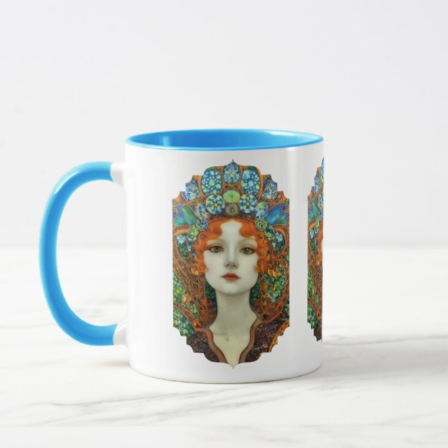 Taza Retrato de mujer hermosa con estilo de vidrio manc (Izquierda)