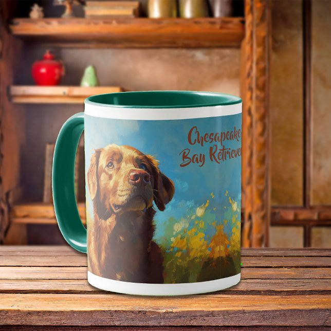 Taza Retrato de perro del recuperador de la bahía de Ch (Subido por el creador)