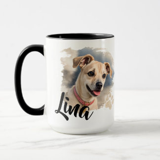 Taza Retrato de perro en acuarela con pincelada artísti