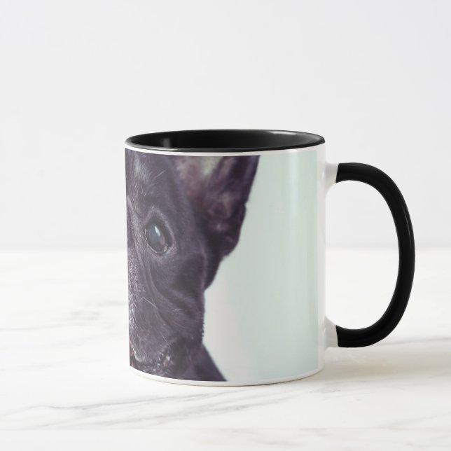 Taza Retrato de un feliz Bulldog francés (Derecha)
