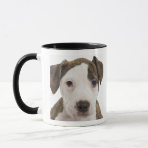 Taza Retrato de un perrito del pitbull