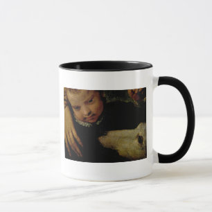 Taza Retrato de una mujer con un niño y un perro,