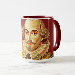 Taza Retrato de William Shakespeare ilustracion a ser o