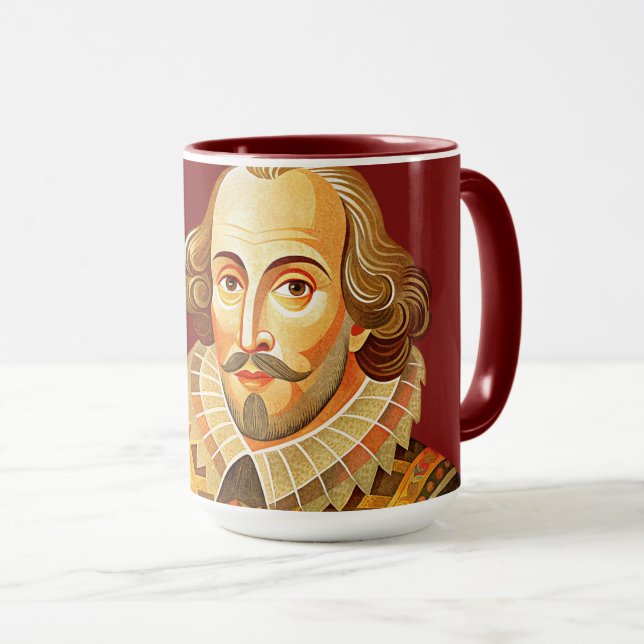 Taza Retrato de William Shakespeare ilustracion a ser o (Anverso derecho)