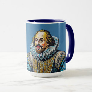 Taza Retrato de William Shakespeare ilustracion a ser o