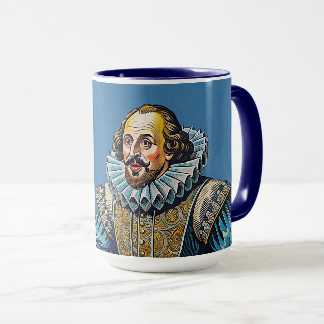 Taza Retrato de William Shakespeare ilustracion a ser o (Anverso derecho)