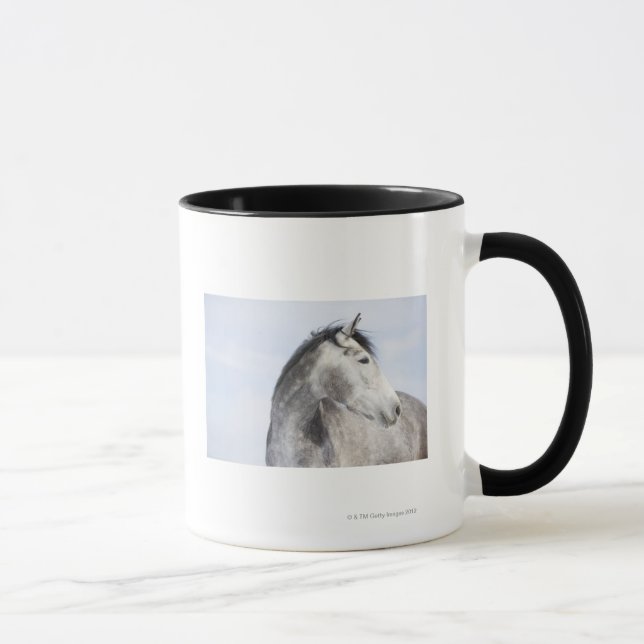 Taza retrato del caballo blanco 2 (Derecha)