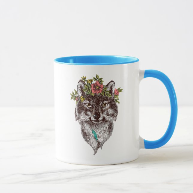 Taza Retrato del halo del lobo del estilo de Boho (Derecha)