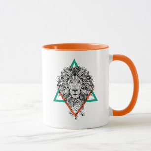 Taza Retrato geométrico azteca del león