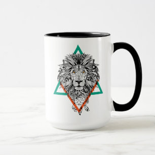 Taza Retrato geométrico azteca del león