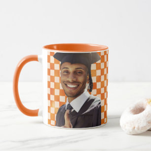 Taza Retrato personalizado a cuadros naranjas para homb