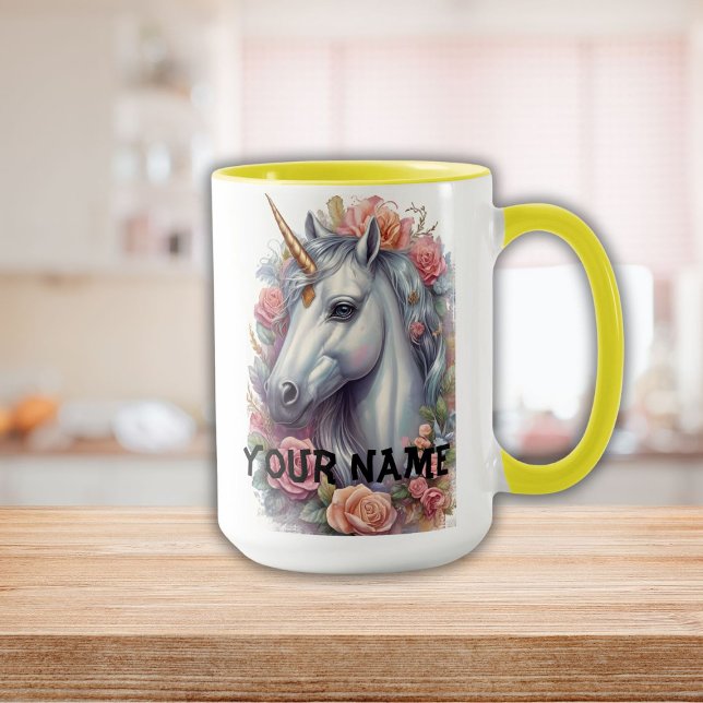Taza Retrato personalizado de unicornio blanco (Personalized White Unicorn Portrait Mug)