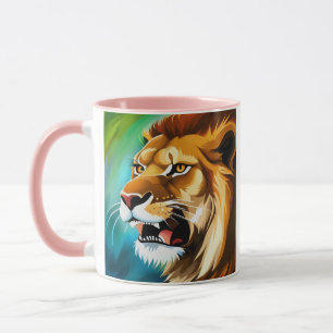 Taza Retrato posado en el lado del león, de color rojo-