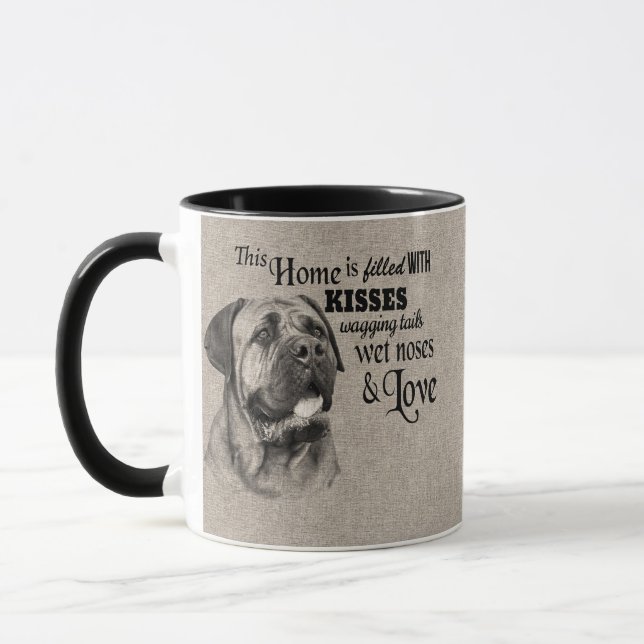 Taza Retrato vintage de Bull Mastiff cita tierna (Izquierda)