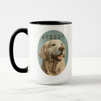 Taza Retrato vintage de perro rescatado de raza Golden 