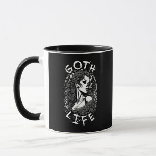 Taza Retrato Y Cita De Chica De Calavera Gótica - Vida 