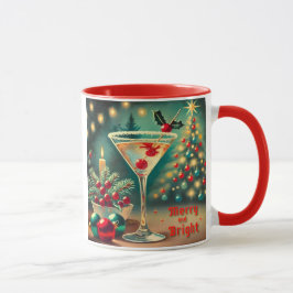 Taza Retro 50 Merry Bright Navidades Cocktail Martini