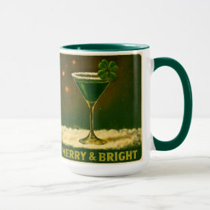 Taza Retro 50s Martini Irlandés de Navidad de Trébol de