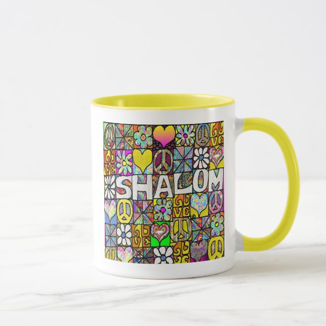 Taza Retro 60 Psicodélico Shalom LOVE Mug (Derecha)