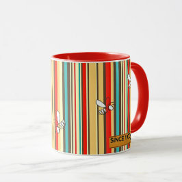 Taza Retro 70 Tiras de abeja Café Mug