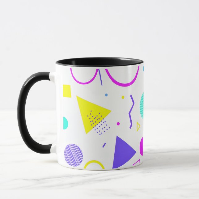 Taza Retro 80s Memphis Geometric Pattern (Izquierda)