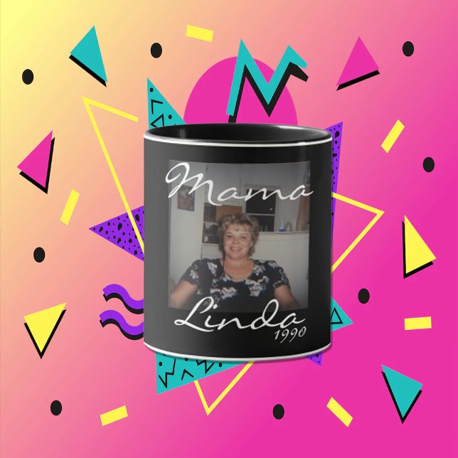 Taza Retro 90s Mama Linda Personalized Photo Mug (Subido por el creador)