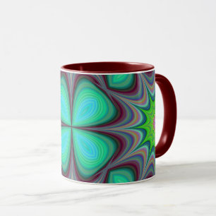 Taza Retro Boho Hippie Green Clover Psychedeld Mandala