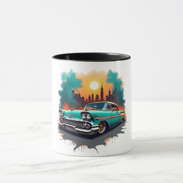 Taza Retro Car Skyline Vibes Coffee Cup (Centro)