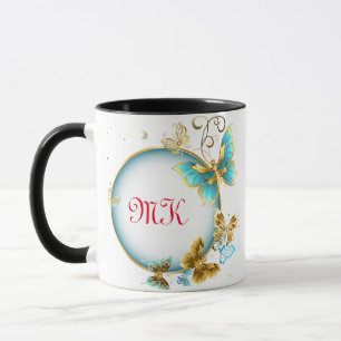 TAZA RETRO DE ORO INICIAL PERSONALIZADO DE LUJO RETRO V