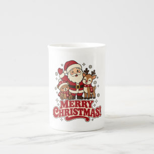 Taza retro de Santa de Navidad en porcelana de hue