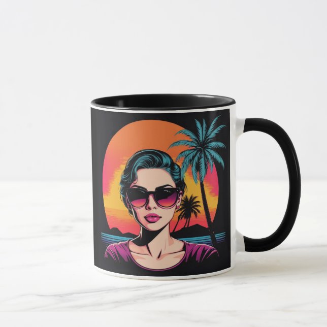 Taza Retro Design Schönheit mit Sonnenbrille  (Derecha)