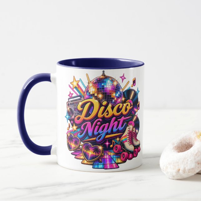 Taza Retro Disco Night de dos caras  (Con donut)