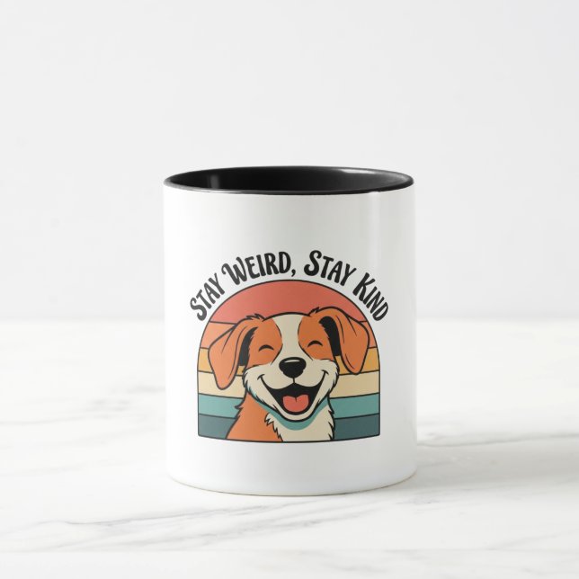Taza Retro Dog Kindness Quote Color Inside Mug (Centro)