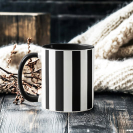 Taza Retro Elegant Black and White Stripe