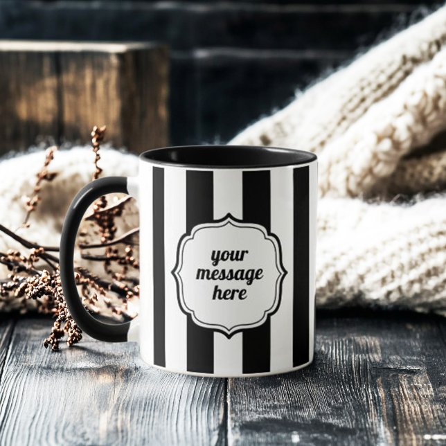Taza Retro Elegant Personalized Black and White Stripe (retro elegant personalized black and white stripe mug)