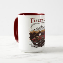 Taza Retro fire engine mountain range