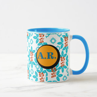 Taza Retro Floral Monogramado