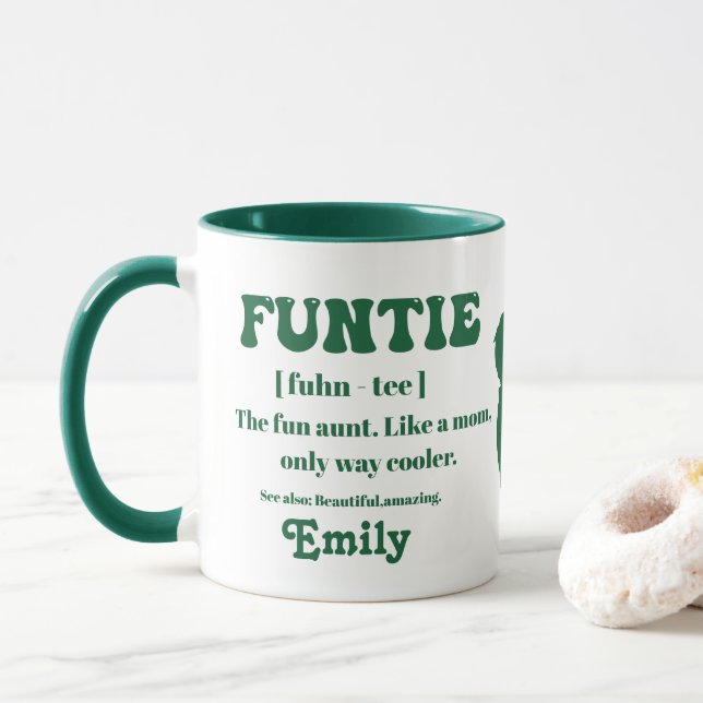 Taza Retro Funtie Definition Personalizada Auntie Mug (Con donut)