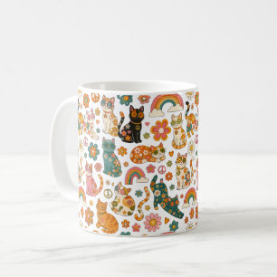 Taza Retro Gatos 70s, Taza de Café Groovy Cat,