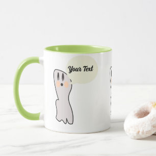 Taza Retro Ghost Boo Nombre Mensaje Halloween