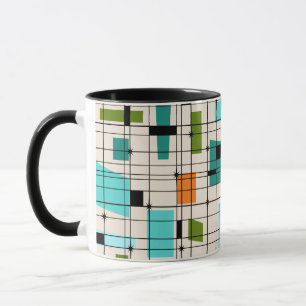 Taza Retro Grid y Starburst Ringer Mug