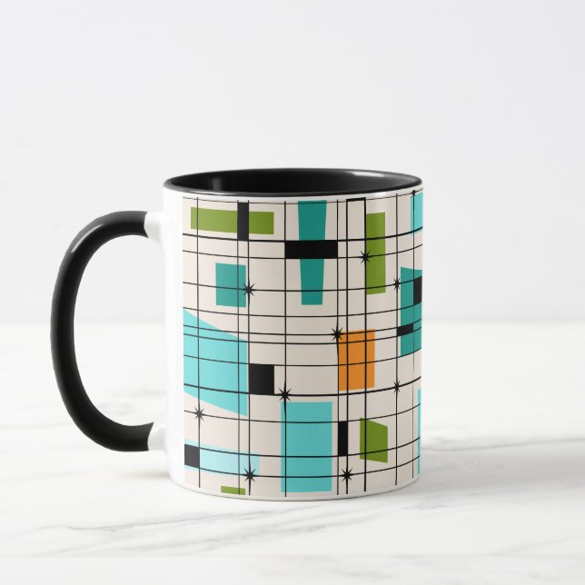 Taza Retro Grid y Starburst Ringer Mug (Izquierda)