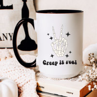 Retro Halloween Creep it Real Skeleton Mug