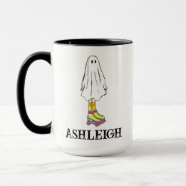 Taza Retro Halloween Lindo Summerween Fantasma Nombre P