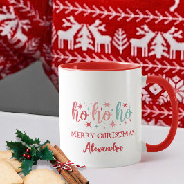 Taza Retro Ho Ho Ho Merry Christmas Custom Name