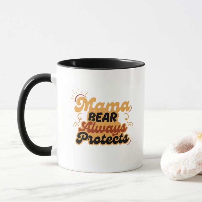 Taza Retro Mama Bear Always Protects (Con donut)