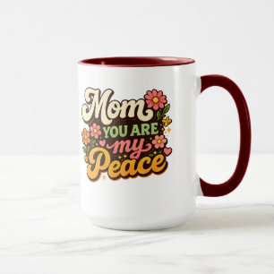 Taza Retro Mamá Eres Mi Paz Diseño Floral